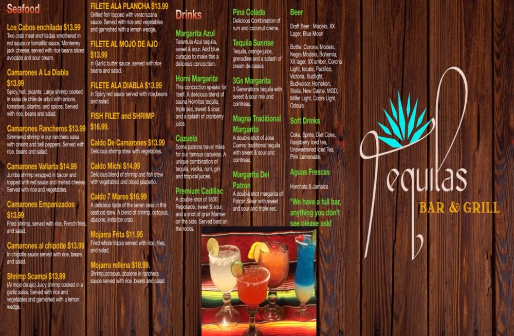 Our Menus Tequilas Bar & Grill